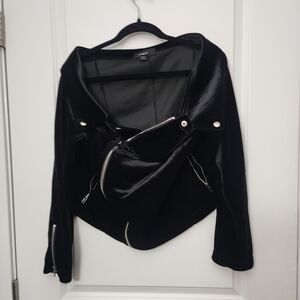 Forever 21 Black Velvet Moto Style  Jacket